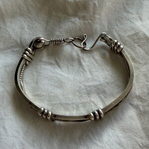 Sterling-Style Silver Hinged braided metal Bracelet